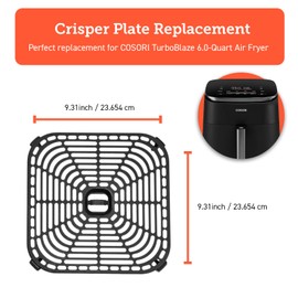 COSORI TurboBlaze Air Fryer Baking Tray 6L, Non-Stick, Dishwasher Safe, Fryer Accessories for CAF-DC601-KUK, Black