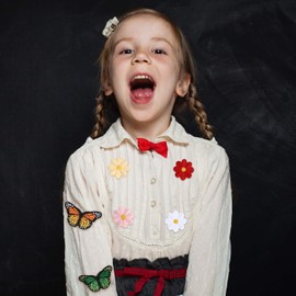 Butterfly Flower Stickers Iron On Patches for Clothing Sewing Embroidery Fusible Applique Badge Decoration Stripe