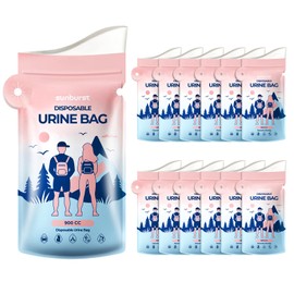 12PCS Disposable Urine Bags,900ML Pee Bags for Travel for Women/Men with Big Funnel,Leak-Proof Emergency Portable Travel Urinal and Vomit Bags for Travel,Car,Camping,Traffic,Pregnant, Patient, Kids