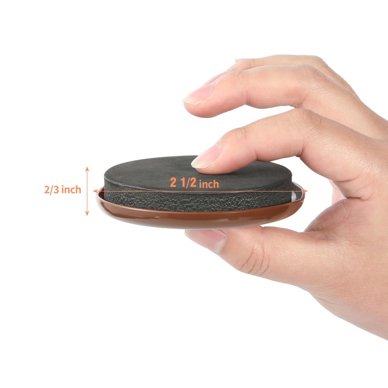 Yelanon Furniture Sliders (2.5” Brown) - 16-Pack Floor Protectors &
