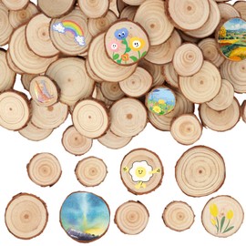 Pack of 50 Wooden Discs, Round 3-4/4-5/5-6 cm Tree Discs, 5 mm Thick Unfinished Wooden Discs for Crafts, Small Wooden Discs for DIY, Wedding, Christmas Decoration