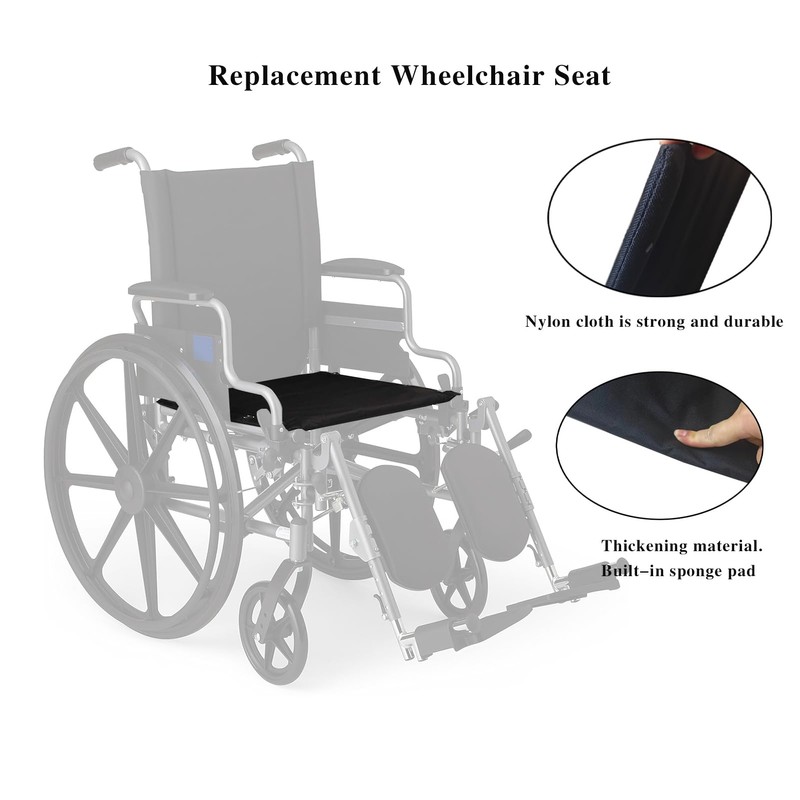 Migeek Wheelchair 16 inch Seat, Wheelchair Replacement Seat, Nylon Seat