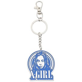 X Girl CIRCLE BACKGROUND Face Logo Key CHARM Women's Key Chain, blue