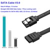 Menewstart SATA Cable V3.0 15 inches, 3 Pack, Black, Sata