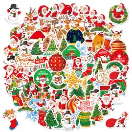 100pcs Christmas Stickers for Kids, Waterproof Stickers for Crafts, Santa Claus Snowman Christmas Tree Stickers Bluk for Adults, Water Bottles Stickers, Laptop Stickers, Skateboard Stickers