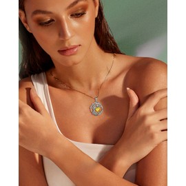 FANCIME Tree of Life Citrine Necklace for Women 925 Sterling Silver Tree Pendant Birthstone Necklace Jewellery Gemstone Anniversary Birthday Christmas Gifts for Wife Girls Her