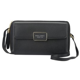 LeafIn Women's Wallet, Cross-body Carrying Pouch, Lightweight, Smartphone Shoulder Bag, Purse Pochette, Crossbody Long Wallet, Smartphone Pouch, Black