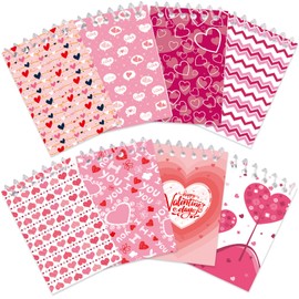 48 Mini Valentines Day Notepads Spiral Notepads with Stickers Valentine Spiral Notebooks for Kids School Classroom Gift Exchange Valentines Day Party Favors