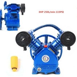 Air Compressor Pump Head, 3HP 250L/min 115PSI V Type Twin Cylinder Air Compressor Pump Head Single Stage For Factory, Home Decoration, Auto Repair, Painting