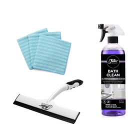 Fuller Brush Bathroom & Shower Cleaning Kit - Bath Clean + Microfiber Cloths + Squeegee