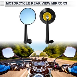 RATCHROLL 1 Set Universal Motorcycle Rear View Mirrors Adjustable Bar End Side Mirrors Mount M8/M10 Black Gold Tone Aluminum Alloy Round Shape