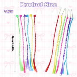 36 Pack Colored Hair Extensions for Girls, Colorful Hair Accessories, Clip in Rainbow Hairs Extensions, Hairs Extension for Girls Ponytails Accessories