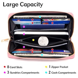 KUKOO Women’s Zip Around Wallet Phone Clutch Purse Card Holder Organizer Wristlet