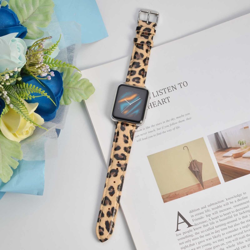 WOCCI Flower Series Genuine Leather Watch Band, Quick Release Replacement