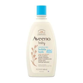 Aveeno Baby Baño de burbujas para piel sensible con extracto de avena, limpia suavemente y deja la piel hidratada, fórmula sin lágrimas, hipoalergénica, sin parabenos, ftalatos, jabón ni tintes, 19.2