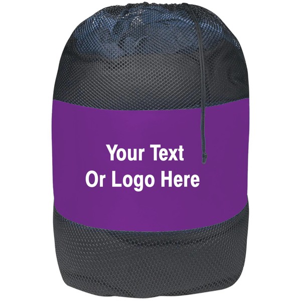 Personalized Nylon Mesh Laundry Bag, Locking Drawstring Closure, And Machine