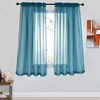 DONREN Sheer Teal Curtains 45 Inches Long for Kitchen Small