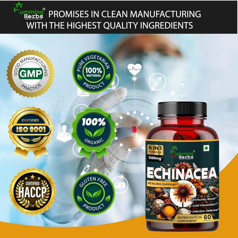 Humming Herbs Echinacea 1200Mg Elderberr,Bee Propolis & Selenium-Complex Cold Prevention,&