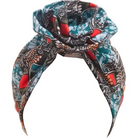 TouchUps Hair Bun Cap Hair Protection Head Wrap Hairbun Cap Wrap African Turban Pattern Headwrap Headscarf Teal