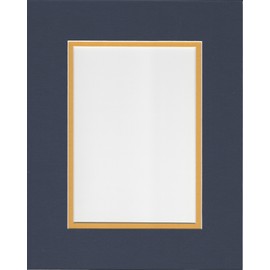 Pack of 5 11x14 Navy Blue and Sun Yellow Double Picture Mats Cut for 8x10 Pictures