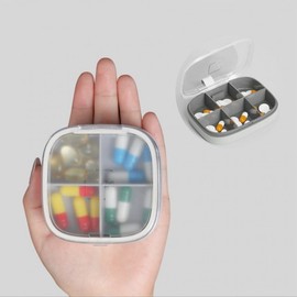 Portable Pill Case 6-Compartment Pill Case 4ea
