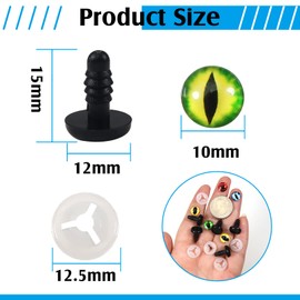 TOAOB 25 Pairs of Dragon Safety Eyes Doll's Eyes Cabochon Glass Mosaic Coloured Crystal 10 mm with Washer for Making Dolls Crafts Puppets Knitted Animals