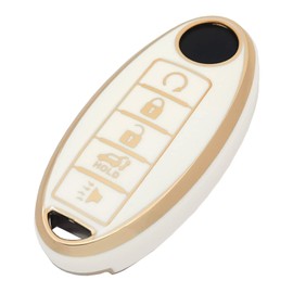 Key Fob Cover Case Fit for 2011-2021 2022 Nissan Armada Murano Rogue Maxima Altima Pathfinder Remote Holder Skin Protector Keyless Entry Sleeve Accessories (White)