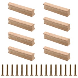 NAMYEUT Pack of 8 Wooden Furniture Handles, 96 mm Hole Spacing, Bar Handle Wood with Screws, Cabinet Wooden Handles, Furniture Handle for Drawers, Kitchen Cupboards, Sideboards