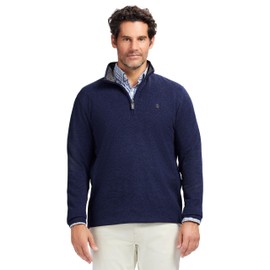 IZOD Men's Thermosoft Quarter Zip Sweater Fleece Pullover, Navy Blazer