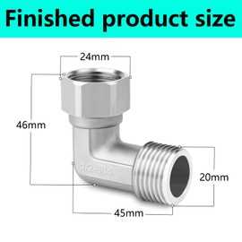 QZKJQDD Shower Hose Connector, 90 Degree Elbow 2 Ends Flexible Movable Connector, 1/2" Female and Male, Angled Valve Pipe Fitting Elbow (1 Pcs)