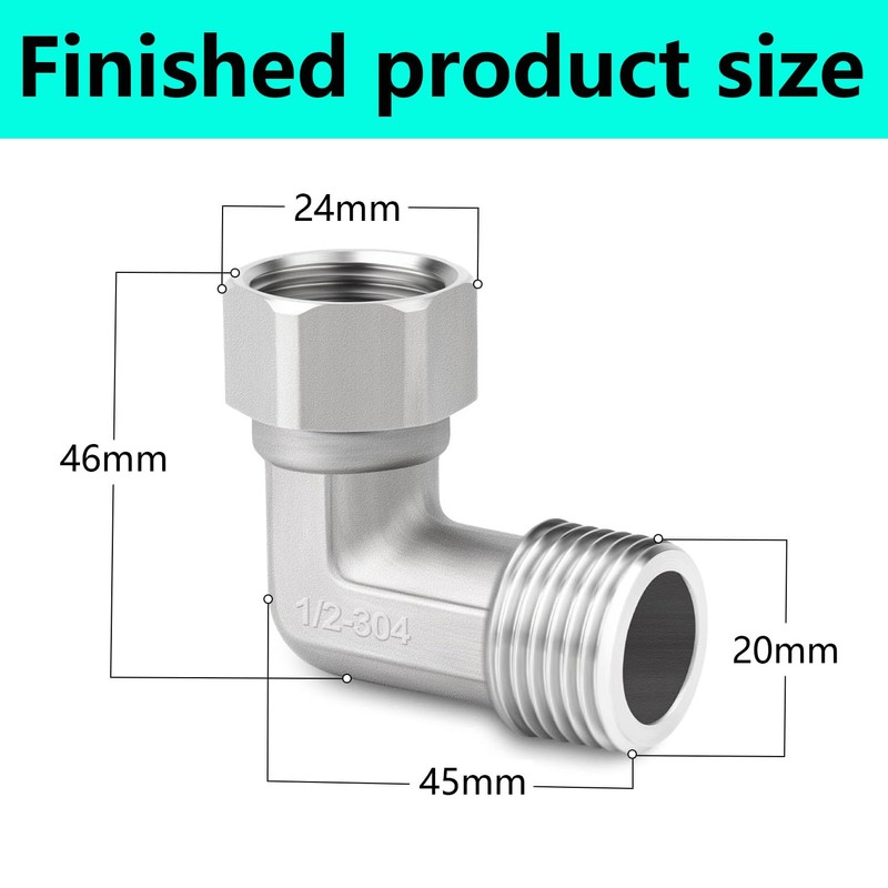 QZKJQDD Shower Hose Connector, 90 Degree Elbow 2 Ends Flexible