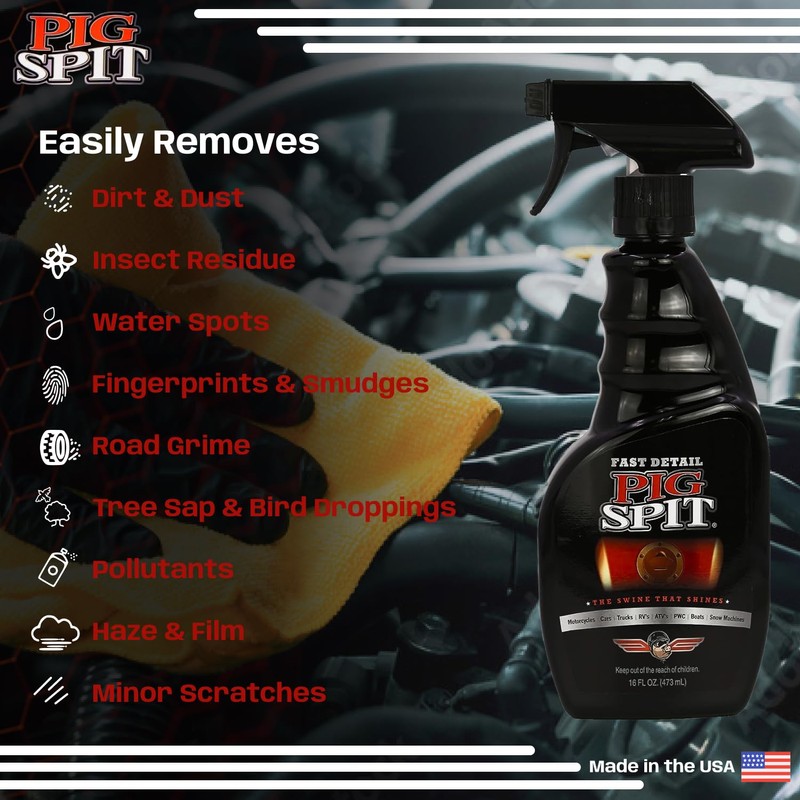 Pig Spit Fast Detail for Use on Motorcycles, Cars, Trucks,