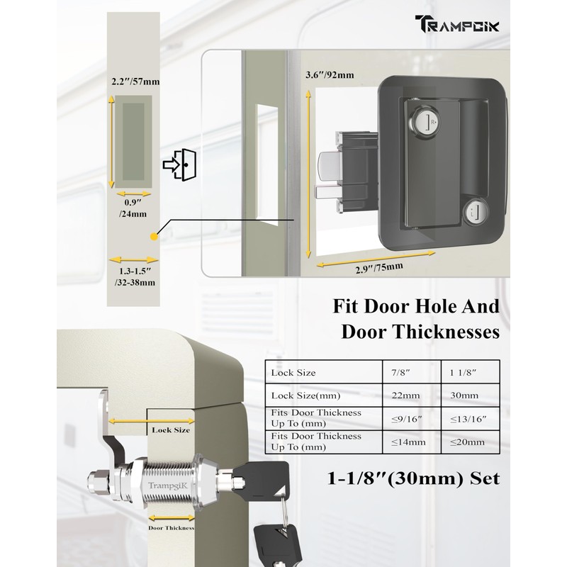 TrampgiK RV Door Lock,1 Camper Door Lock with Storage Locks