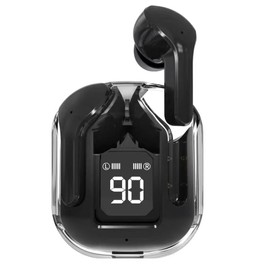 Sonicefit In-Ear Wireless Earbuds, Bluetooth 5.3 Wireless Headphones with ENC Noise Cancel Translucent Earphones, Ergonomic Dual Stereo Microphone Mini Headset with Charging Case & LED Display (Black)