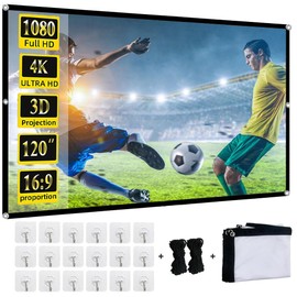 Yingstar Portable Projector Screen 120 Inch Projection Screens Outdoor Projector Screen Garden Outdoor Movie Cinema Screen 16:9 HD Foldable Projector Screen Home Camping Theater TV Projector Screen