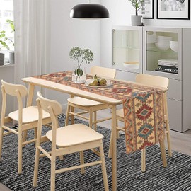 Aztec Table Runner Native American Tribal India Geometric Ethnic Texture Decor for Indoor Outdoor Party Dinner Festival Farmhouse Holiday Dining Room Home Kitchen Restaurant, 13x36in