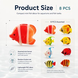 UMEGMBX 8 Pcs Plastic Fake Fish, Colourful Assorted Artificial Tropical Fish for Aquarium Fish Tank Bubble Lamp Decoration, Floating Simulated Fish with Movable Tail for Freshwater and Saltwater