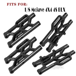 hopsupRC Aluminum Front Rear A Arms Upgrades Part for 1/8 Mojave 4X4 4S BLX,Alloy Front Rear Suspension A Arms Hops Up,Replaces ARA330789 4PCS,Black