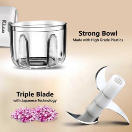 Rico Mini Electric Garlic Chopper | 250ML Wireless Veggie Grinder & Onion Masher | Compact Food Processor for Ginger, Chili, Fruit & Meat (White)