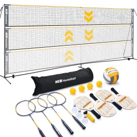 Haokelball 22FT Portable Pickleball Badminton Volleyball Net Set with Bag Adjustable Height