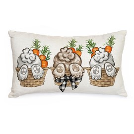 AACORS Easter Pillow Cover 12X20 Inch Bunnies Carrots Easter Basket Decoration Holiday Farmhouse Pillow Case Decor for Home Sofa Couch AA355-12