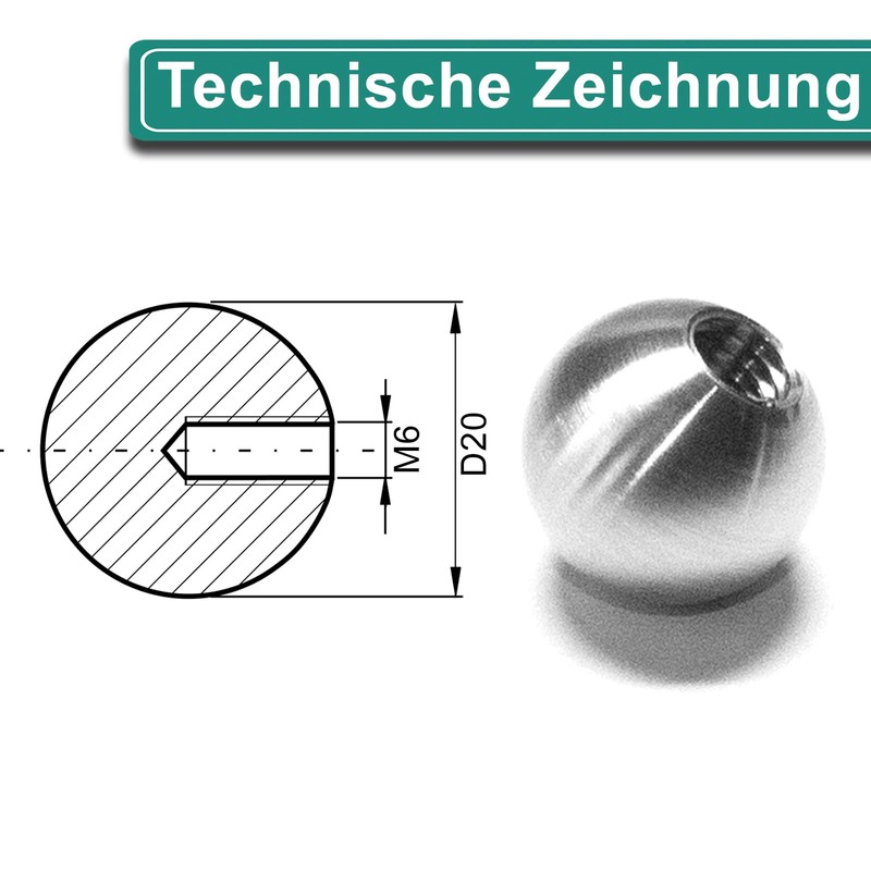 PRIOstahl Decorative Ball Solid Ball with Thread Stainless Steel Balls