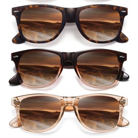 MEETSUN Polarized Sunglasses for Women Men Classic Retro Sun Glasses for Driving UV400 (3 Pack) Tortoise Brown Gradient