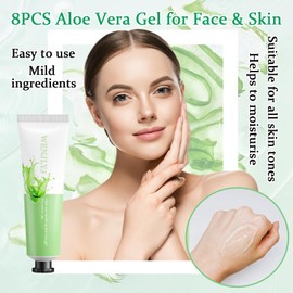 WENJLYJ 8PCS Aloe Vera Gel for Face & Skin,Organic Aloe Vera Gel,Hydrating Aloe Vera Gel for Travel Size,Moisturizing Aloe Gel for Skincare,After Sun Lotion for All Skin Type