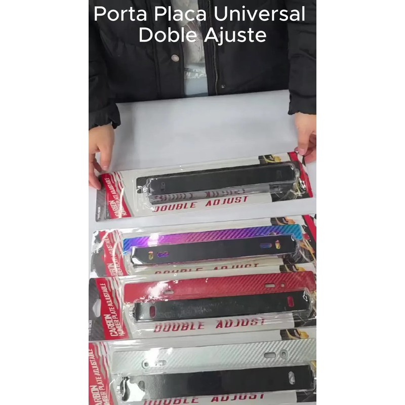 Porta Placa Negro Universal Doble Ajuste Posiciones Matricula Jdm