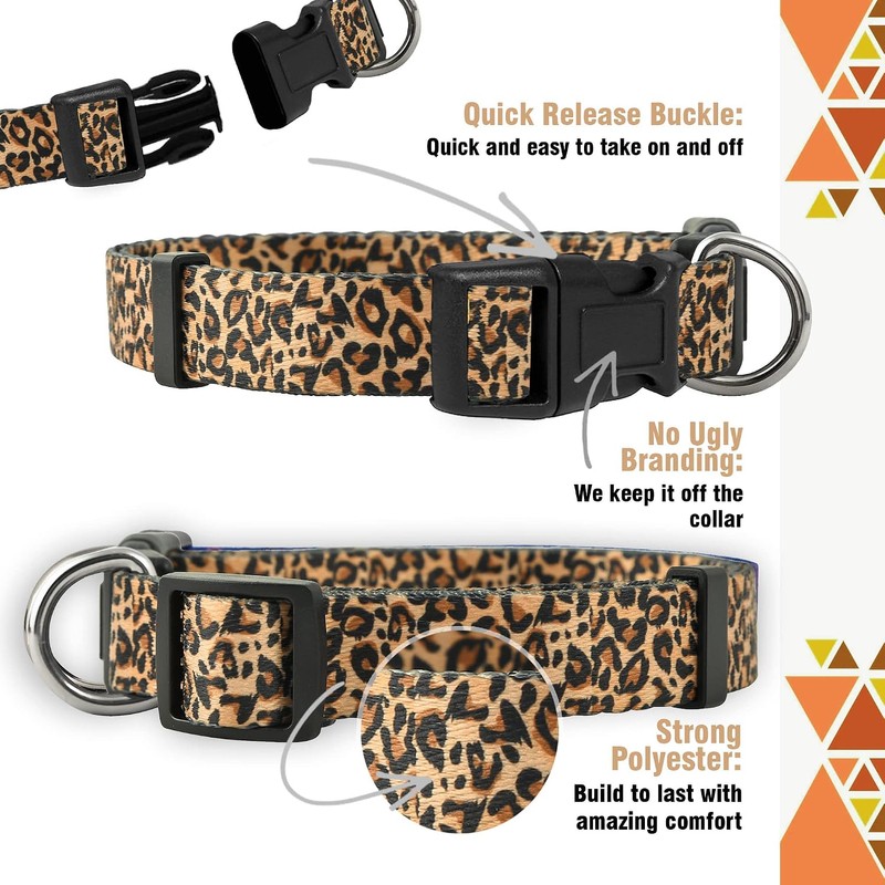 Collares de perro con estampado animal nativo (mediano, leopardo)
