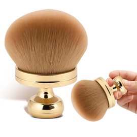 DHHYWWD Large Tanning Brush, Wide Kabuki Tan Brush for Face, Leg, and Body, Ideal for Applying Bronzer, Lotion, Tinted Cream, and Glow Products (Gold)