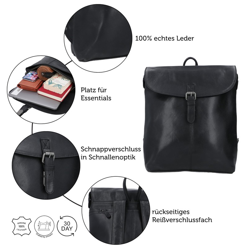 Gusti Kieran Leather Messenger Backpack with Zip and Buckle Anti-Theft