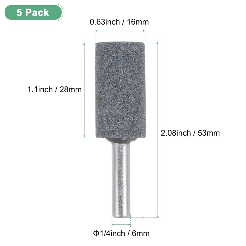 M METERXITY 5-Pack Abrasive Mounted Stone Grinding Bits, 1/4 IN(6mm)