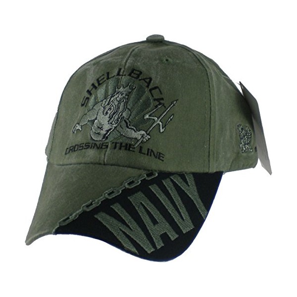 NEW Navy Shellback "Crossing the Line" OD Green Low Profile Cap